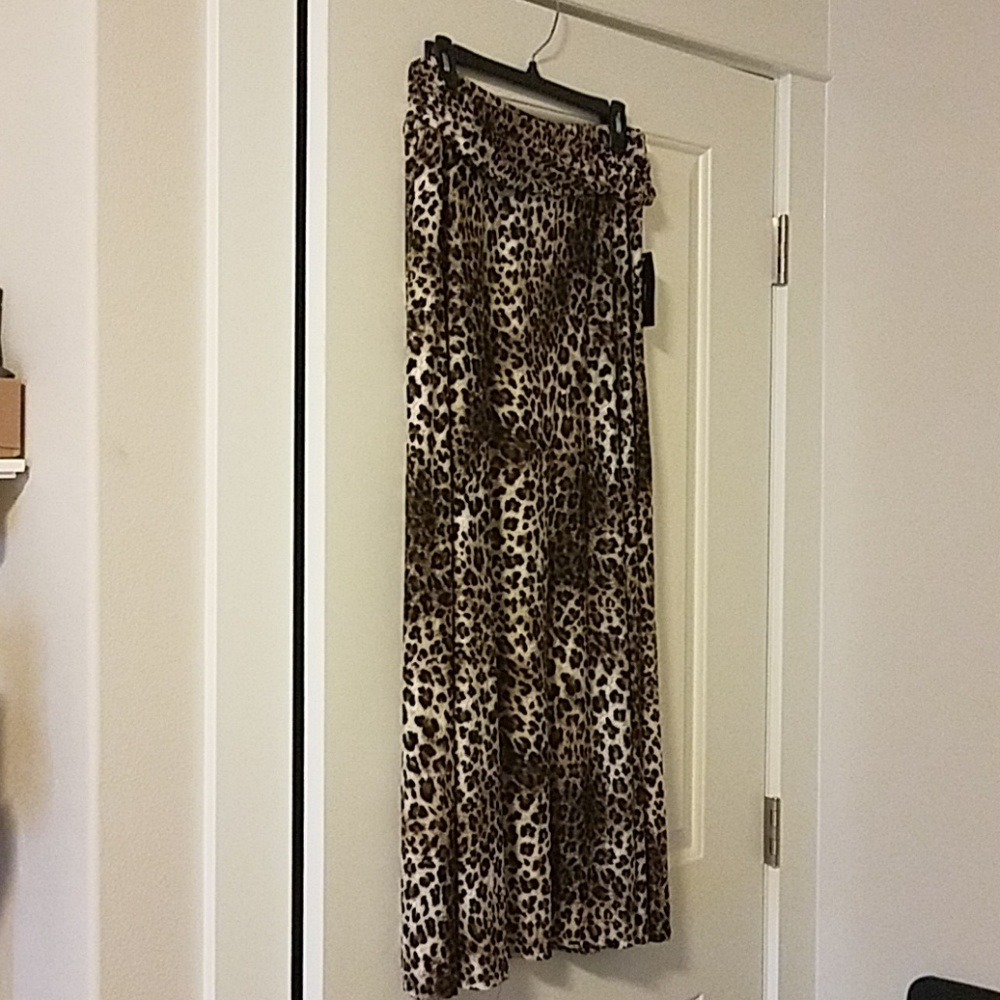 Robert Louis Leopard Print Maxi Skirt - Brown & Black